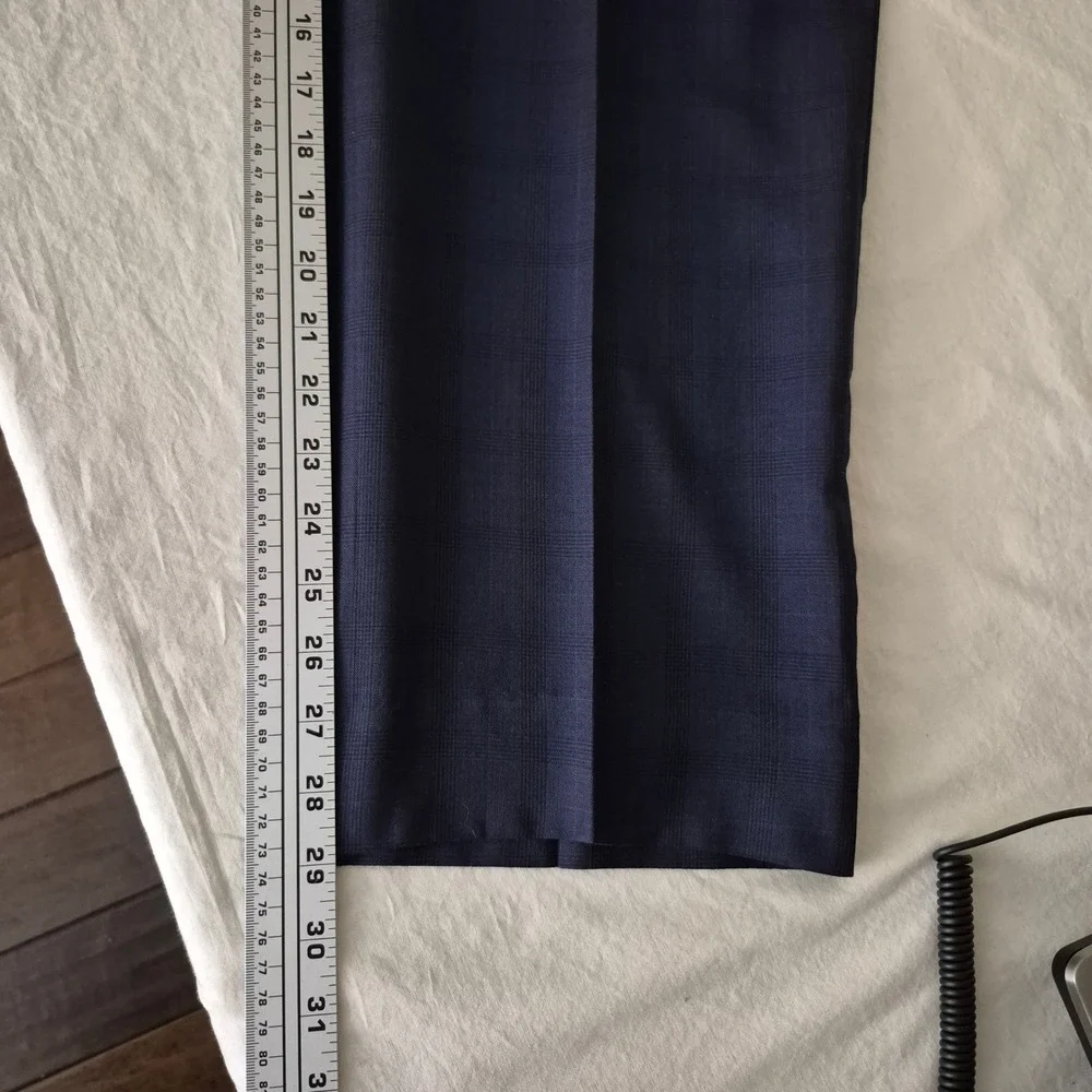 Saks Fifth Avenue Ermenegildo Zegna Suit 46R Navy Plaid Wool 2pc 36x29 Italy